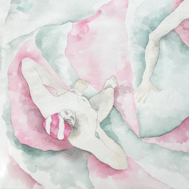 Figurative 'Bathers in Sage and Rose' by Robin Gregory Circa 1985 For Sale - Image 3 of 8