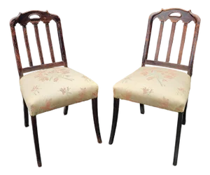 Pair of Edwardian Stained Oak and Upholstered Side Chairs, Circa 1900s