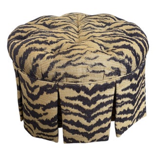 Shivalik Hills Tiger Stripe Upholstered Ottoman For Sale