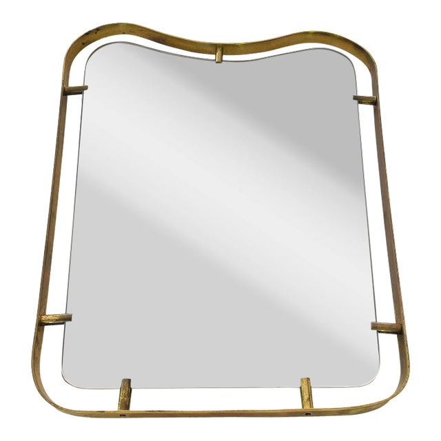 1945 Fontana Arte & Gio Ponti Attributed Floating Mirror in Aged Brass For Sale