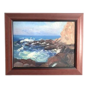 Early California Seascape Oil Painting Lawrence Brunner