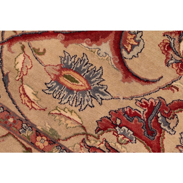 Shabby Chic Medallion 1990's Pak-Persian Taupe/Red Wool Rug - 6'1'' X 8'10'' For Sale In New York - Image 6 of 9