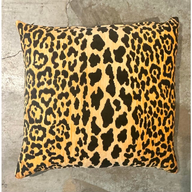 Textile Vintage Boho Leopard Velvet Throw Pillow For Sale - Image 7 of 11
