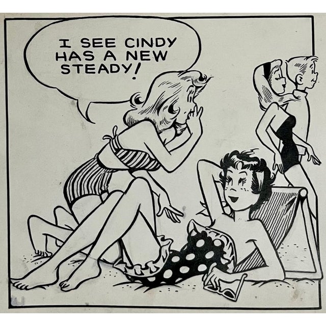 Pop Art Jerry Walter & Linda Walter, Rare 1950s Original Syndicated Ink Drawing Cartoon Strip Susie Q Smith Comic Art, 1954 For Sale - Image 3 of 5