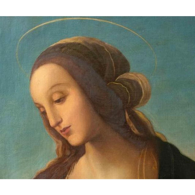 Italian School, Praying Virgin, 19th Century, Oil on Canvas For Sale - Image 5 of 6