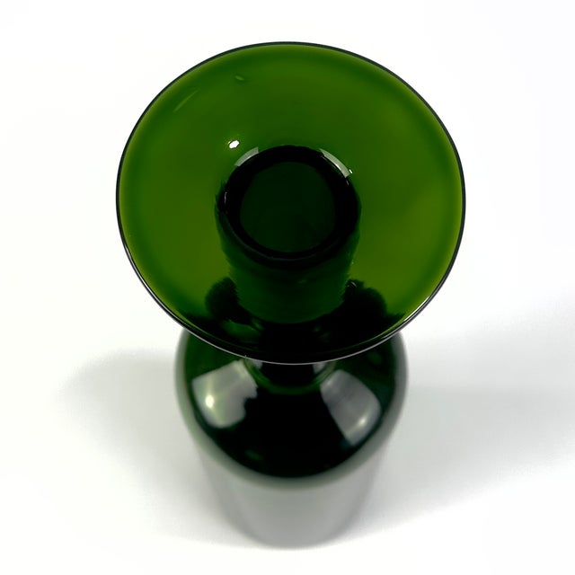 Striking Mid-Century Modern Green Bottle Vase by Otto Brauer for Holmegaard, Circa 1960s For Sale In Miami - Image 6 of 9