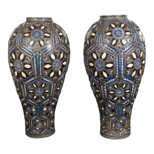 Monumental, Colorful Moroccan Ceramic Vases - A Pair