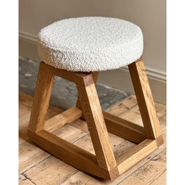 Sunday Rocker Stool in Oak and Cream Bouclé by Fosfeen For Sale - Image 6 of 6