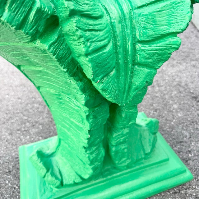 Boho Chic Green Banana Leaf Glass Top Console Table For Sale - Image 9 of 9