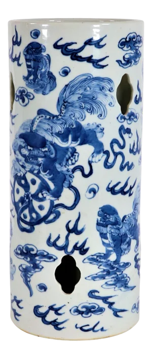 Early 20th Century Qing Style Chinese Blue and White Hat Stand