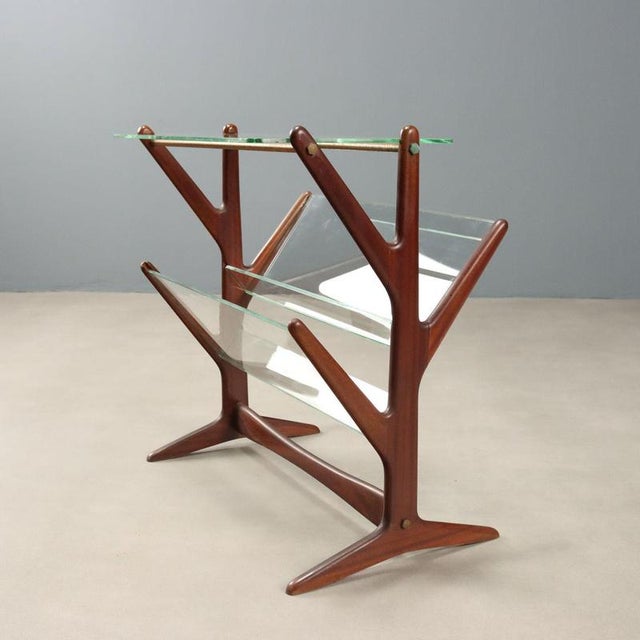 Vintage Wooden and Glass Magazine Rack, 1950s For Sale - Image 4 of 11