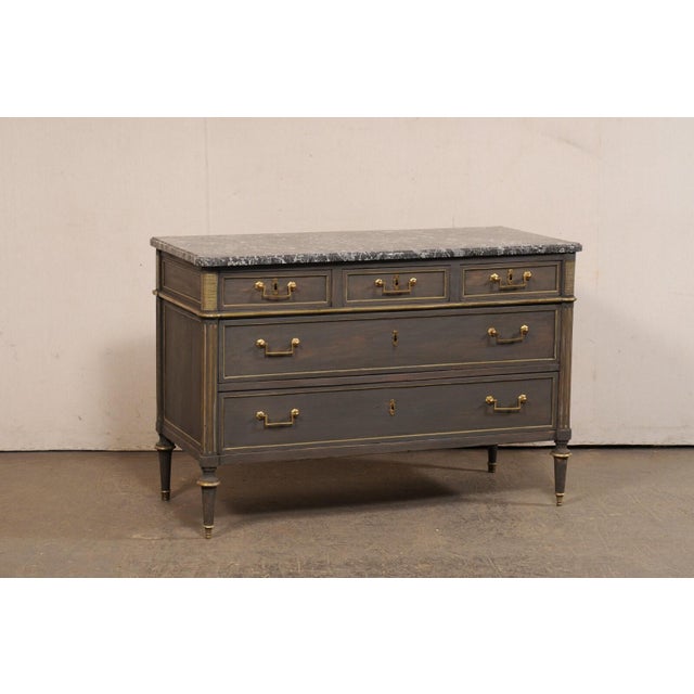 Neoclassical Early 19th Century Neoclassical Period Commode W/ Brass Accents For Sale - Image 3 of 11