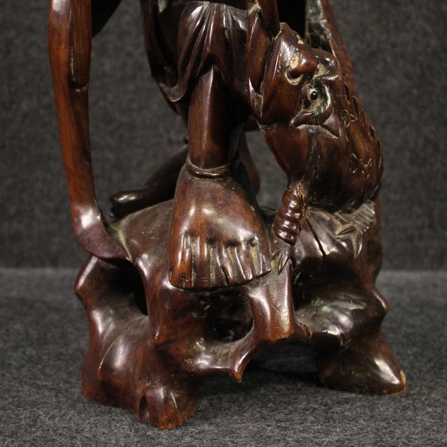 1960s Asian Artist, Fisherman with Fish, 1960, Wood For Sale - Image 5 of 13