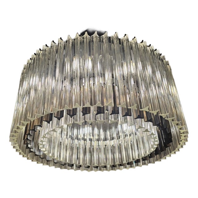 Vintage Trihedral Ceiling Light with Murano Glass Prisms, 1957 For Sale