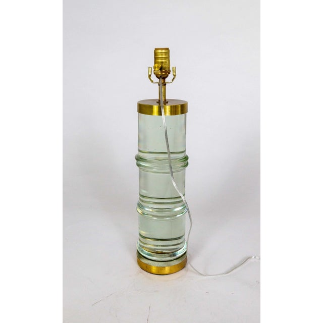 Mid 20th Century Mid 20th Century Banded Cylindrical Murano Magnifying Solid Glass Lamp For Sale - Image 5 of 11