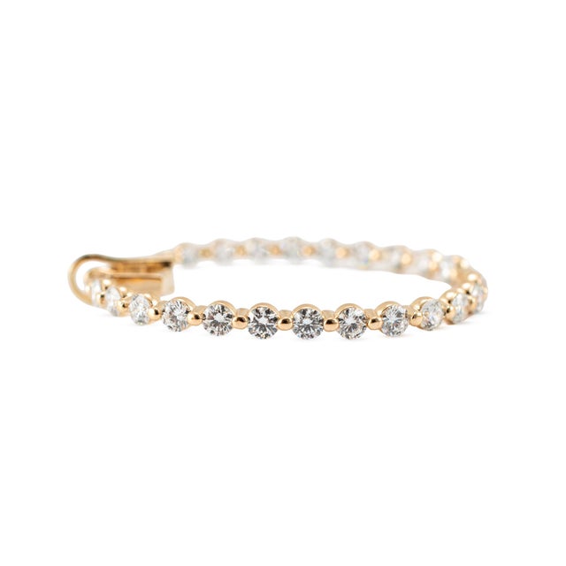 Ladies 14k Rose Gold 10.08ctw Lab Grown Diamond Inside Out Oval Hoop Earrings, Pair For Sale - Image 4 of 8