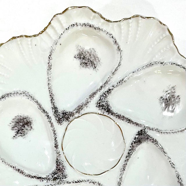 Late 19th Century Weimar Porzellan Oyster Plates - Luster and Gold Decoration - Set Four For Sale - Image 6 of 14