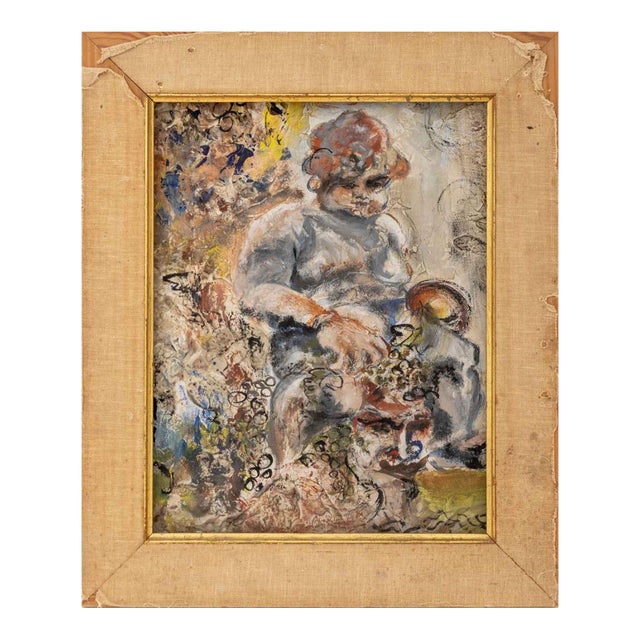 American School Abstract Figure Oil, 20th C. For Sale