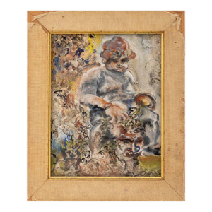 American School Abstract Figure Oil, 20th C.