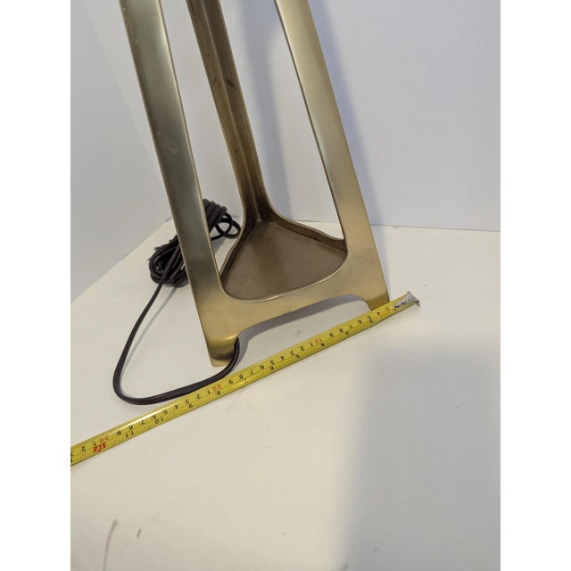 1960s Mid-Century Modern Brass Triangle Lamp: Moody Geometric Desk Light For Sale - Image 4 of 5