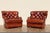 English Pair of 1990s Henredon Churchill Tufted Distressed Brown Leather Club Chairs For Sale - Image 3 of 18