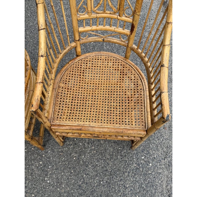 1970s Pair of Fancy Brighton Pavilion Arm Chairs Bamboo For Sale - Image 4 of 8