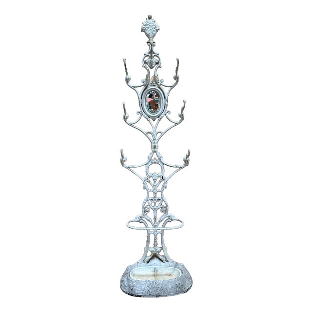 Art Nouveau Cast Iron Coat Rack with Drip Tray, 1890s For Sale