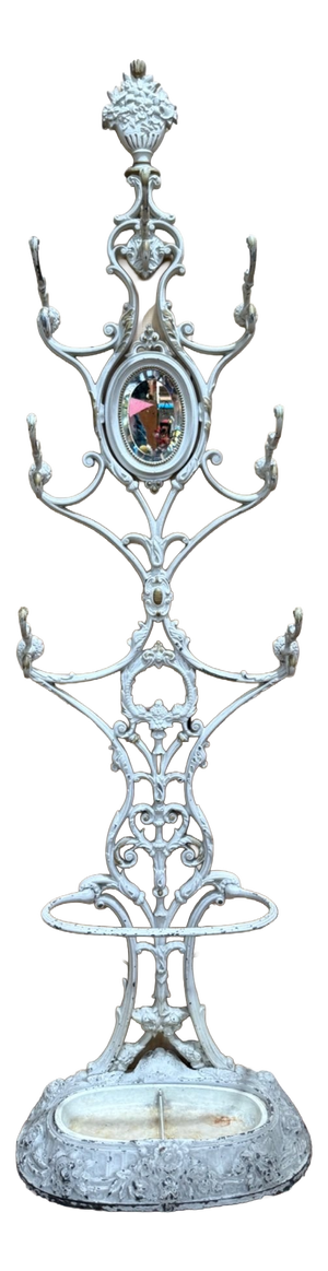 Art Nouveau Cast Iron Coat Rack with Drip Tray, 1890s