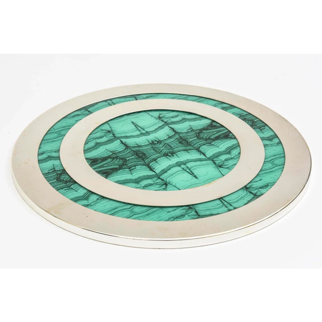 Modern Vintage Malachite and Chrome Flat Tray Barware For Sale - Image 3 of 13