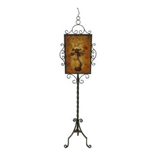 Paint Decorated Iron Base Fire Screen For Sale