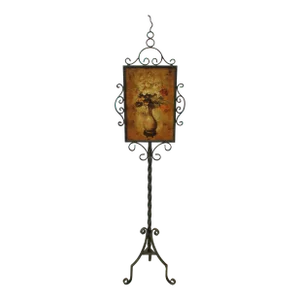 Paint Decorated Iron Base Fire Screen