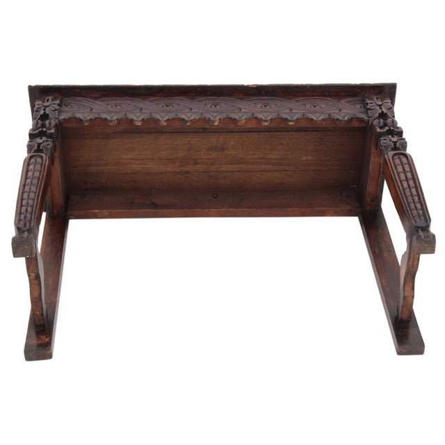 Antique Victorian Carved Oak Writing Table, 1800s For Sale - Image 14 of 15