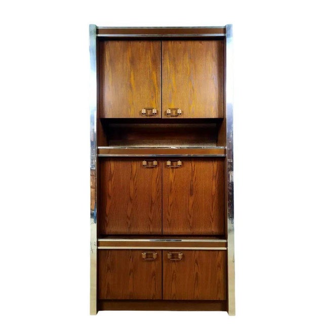 1960s Scandinavian Two Modules Cabinet in Stained Ash and Chromed Metal, 1960 For Sale - Image 5 of 10