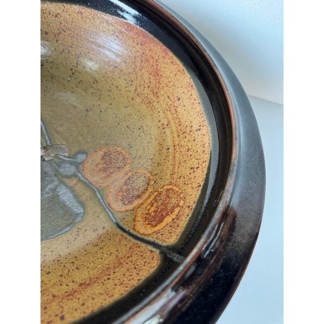 Large - 1980’s Vintage Handmade Studio Art Pottery Pedestal Bowl, Signed For Sale In Miami - Image 6 of 11
