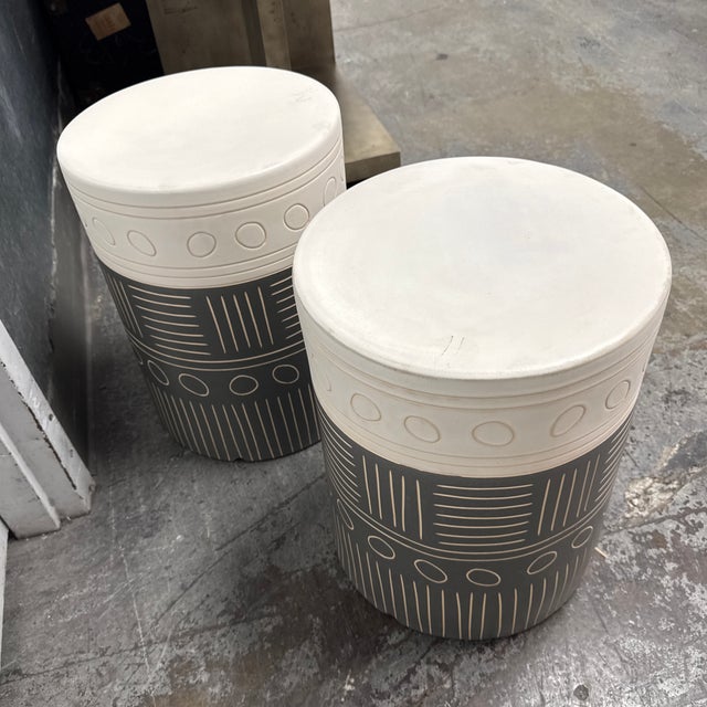 Ceramic Uttermost Hieroglyphics Garden Stools, Pair For Sale - Image 7 of 12