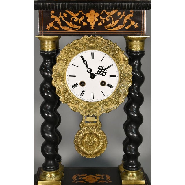 French Napoleon III Portico Barley Twist Clock For Sale - Image 5 of 18