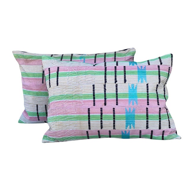 1990s Vintage Asoke Lumbar Pillows- a Pair For Sale - Image 5 of 5