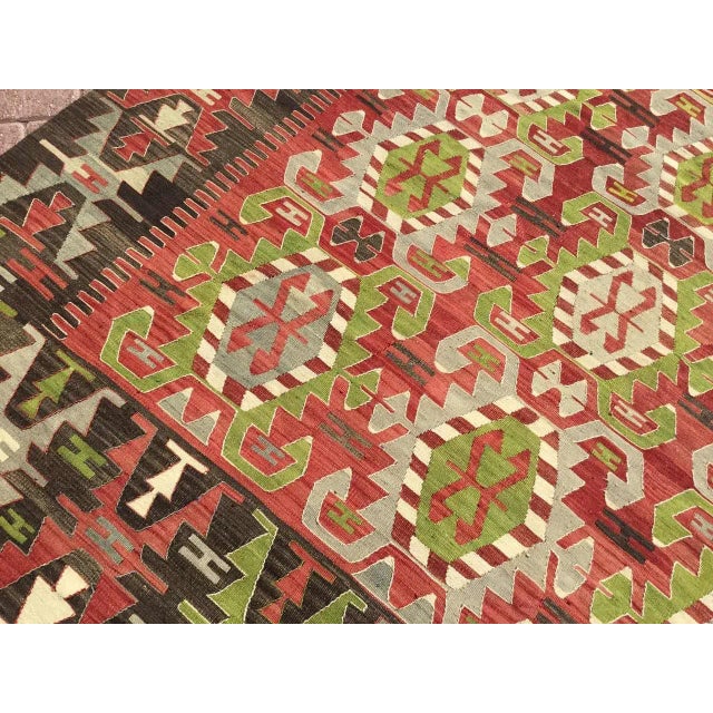 Red Vintage Turkish Kilim Rug - 83" X 112" For Sale - Image 8 of 11