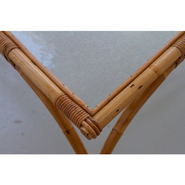 Wood Danish Modern Square Rattan and Glass Coffee Table, 1960s For Sale - Image 7 of 15