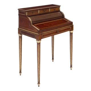 French Louis XVI Mahogany and Gilt Brass Bureau À Cylindre, Circa 1880 For Sale