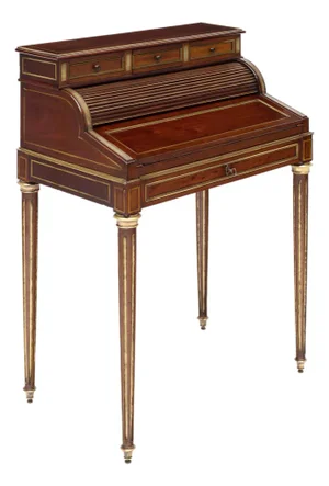 French Louis XVI Mahogany and Gilt Brass Bureau À Cylindre, Circa 1880