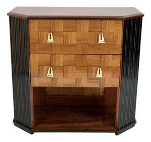 Art Deco Chest of Drawers with Cube Maquetry and Hand-Polished Shellac, 1930s