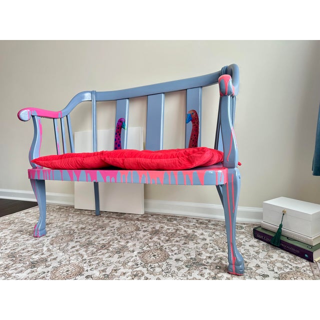 1930s One of a Kind Hand Painted Contemporary Accent Loveseat For Sale - Image 13 of 17