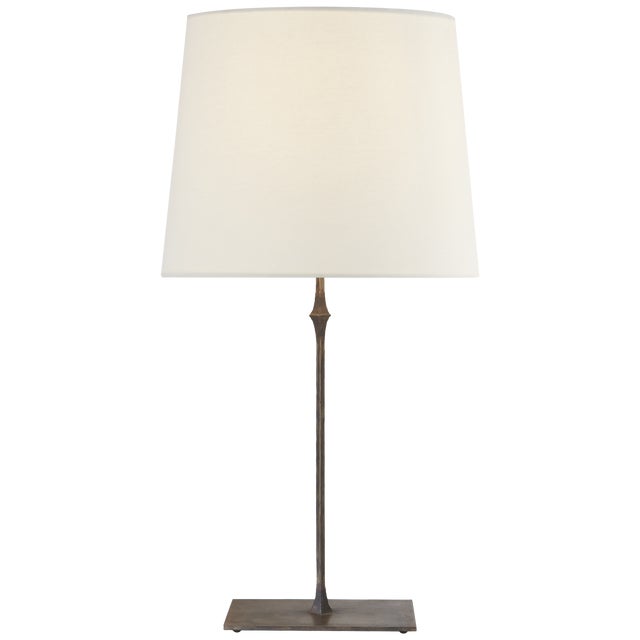 Transitional Visual Comfort Signature Dauphine Table Lamp in Aged Iron with Linen Shade For Sale - Image 3 of 3