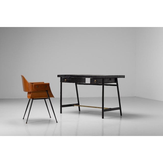 Writing Desk in Leather by Jacques Adnet, France, 1950 For Sale - Image 17 of 18