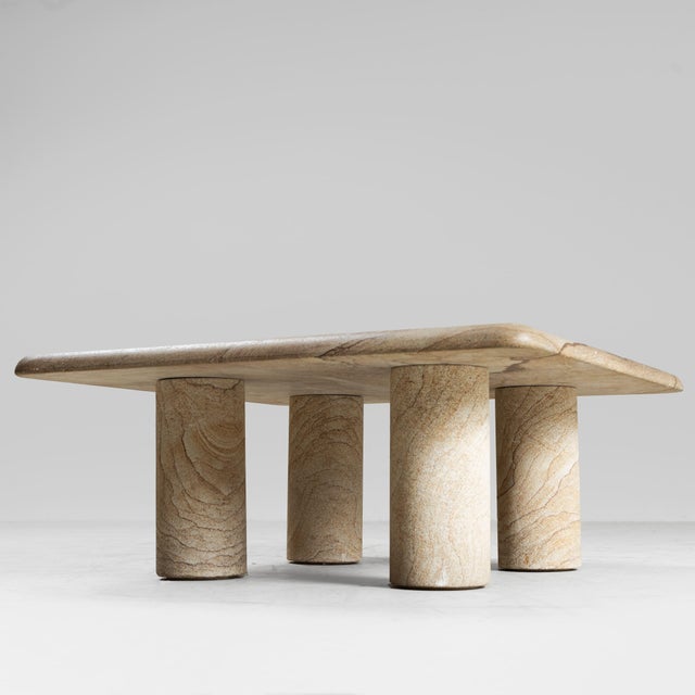 Beige Golden Stone Tables with Interlocking Legs, 1970s, Set of 3 For Sale - Image 8 of 18