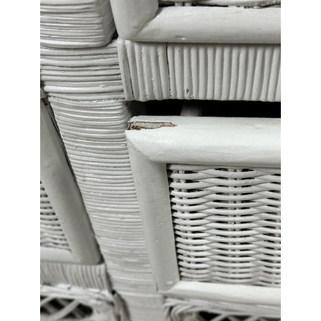 Curved Chest of Drawers in White Woven Rattan, 1980s For Sale - Image 10 of 13