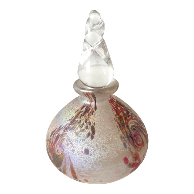 Vintage Hand Blown Art Glass Perfume Bottle For Sale