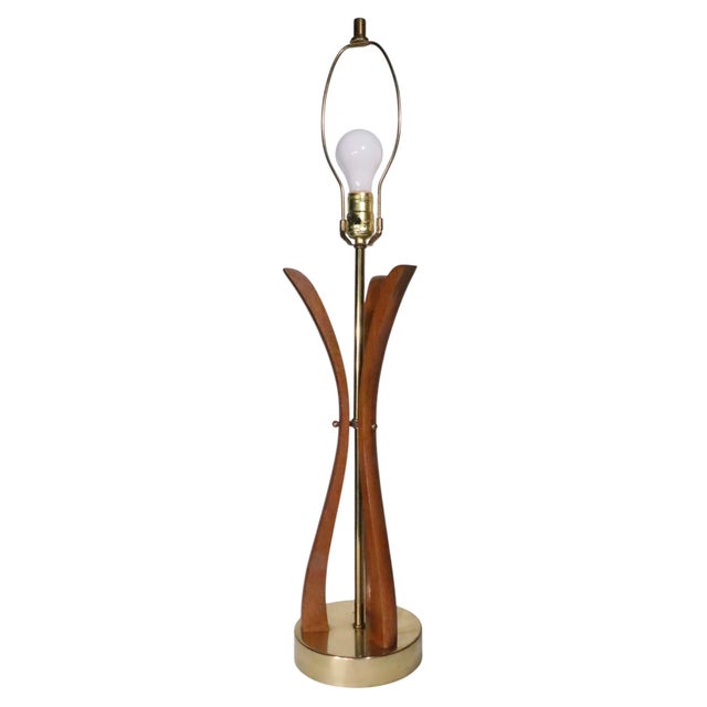 Brown Pr. Sculptural Mid Century Table Lamps With Original Shades C 1950/60's For Sale - Image 8 of 14