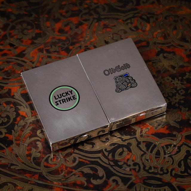 A superb 20th century exceptionally rare set of four american solid silver and enamel cigarette boxes. Each lid is...